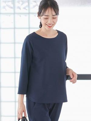 マタニティ トップス|強撚スムーストップス　マタニティ・産後授乳服【出産後も長く使える】|ネイビー
