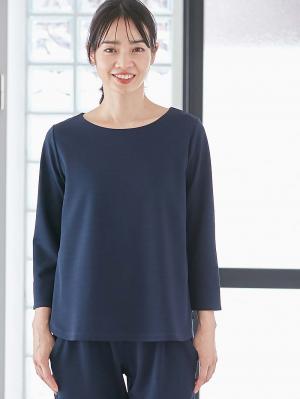 マタニティ トップス|強撚スムーストップス　マタニティ・産後授乳服【出産後も長く使える】|ネイビー