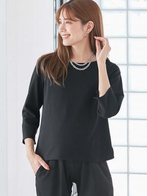 マタニティ トップス|強撚スムーストップス　マタニティ・産後授乳服【出産後も長く使える】|ブラック