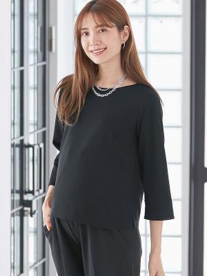 マタニティ トップス|強撚スムーストップス　マタニティ・産後授乳服【出産後も長く使える】|ブラック