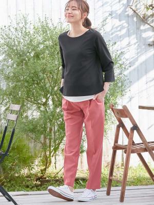 マタニティ トップス|強撚スムーストップス　マタニティ・産後授乳服【出産後も長く使える】|ブラック