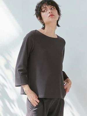 マタニティ トップス|強撚スムーストップス　マタニティ・産後授乳服【出産後も長く使える】|チャコール