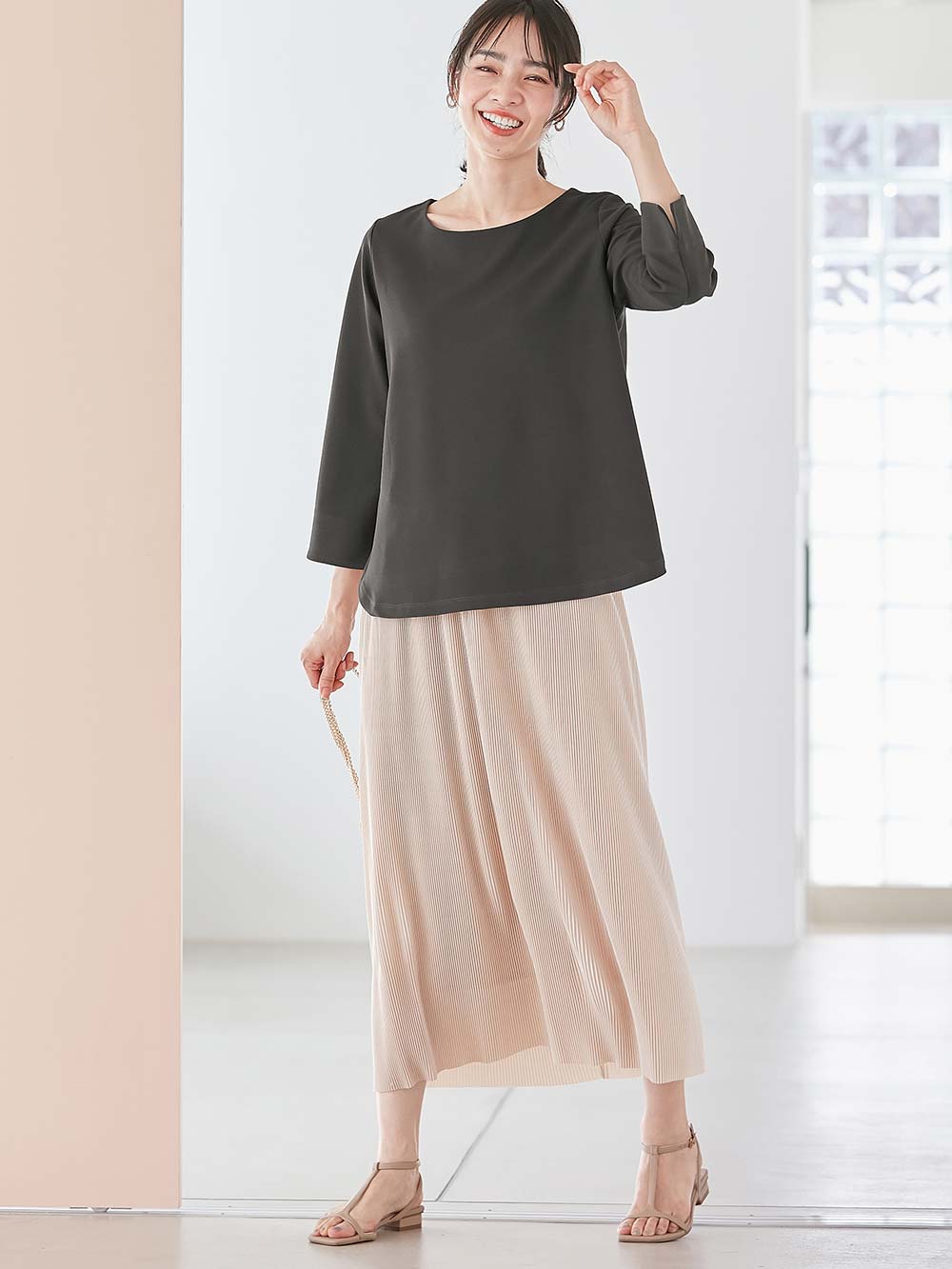 マタニティ トップス|強撚スムーストップス　マタニティ・産後授乳服【出産後も長く使える】|ブラック