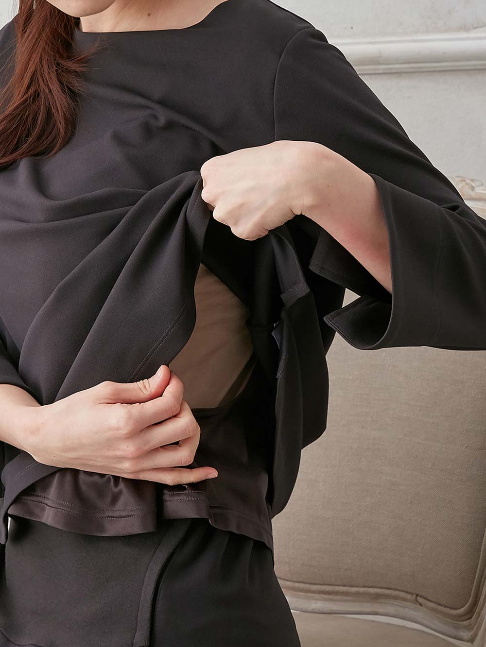 マタニティ トップス|強撚スムーストップス　マタニティ・産後授乳服【出産後も長く使える】