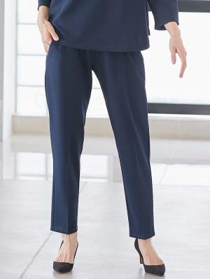 マタニティ パンツ|P・パンツ　強撚スムースセンタープレステーパード|ネイビー