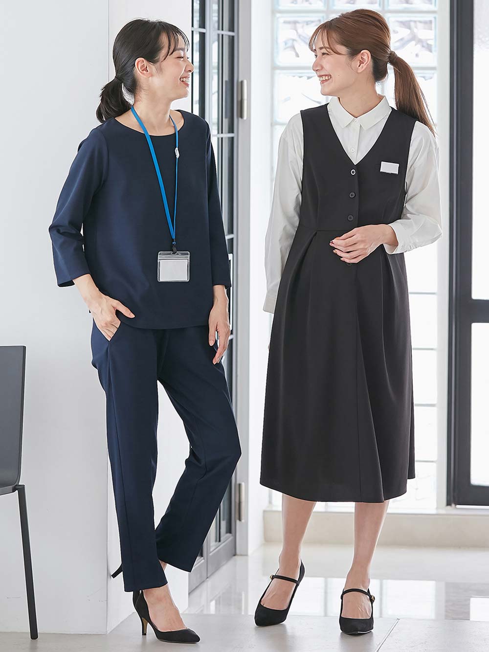 マタニティ パンツ|P・パンツ　強撚スムースセンタープレステーパード|ネイビー