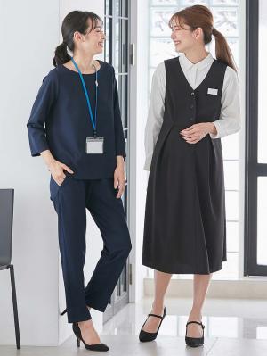 マタニティ パンツ|P・パンツ　強撚スムースセンタープレステーパード|ネイビー