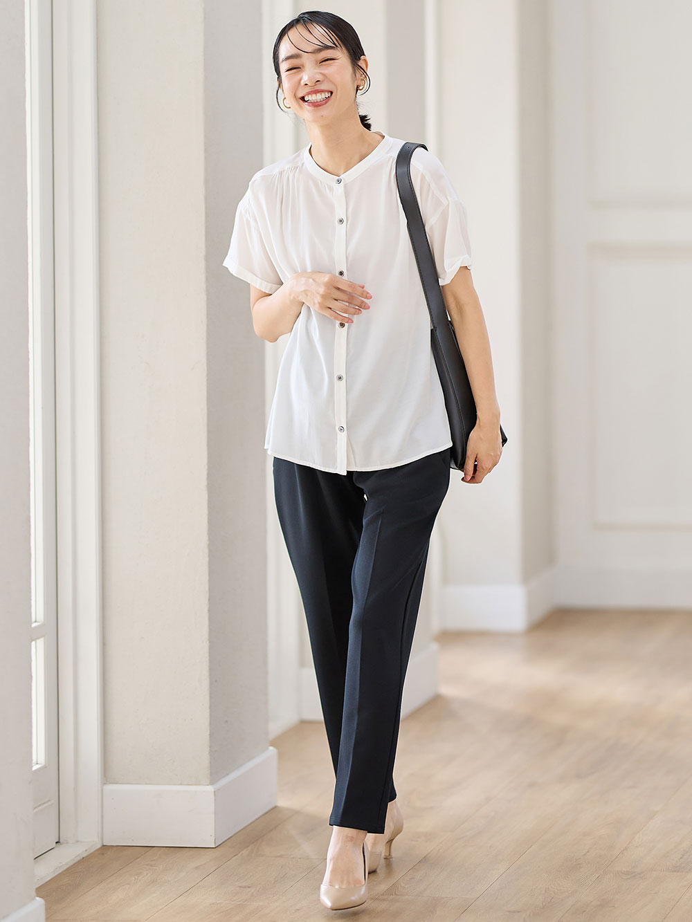 P・パンツ 強撚スムースセンタープレステーパード | マタニティ P・パンツ 強撚スムースセンタープレステーパード | マタニティ