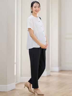 マタニティ パンツ|P・パンツ　強撚スムースセンタープレステーパード|ブラック