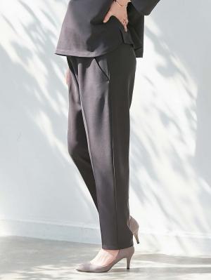 マタニティ パンツ|P・パンツ　強撚スムースセンタープレステーパード|チャコール