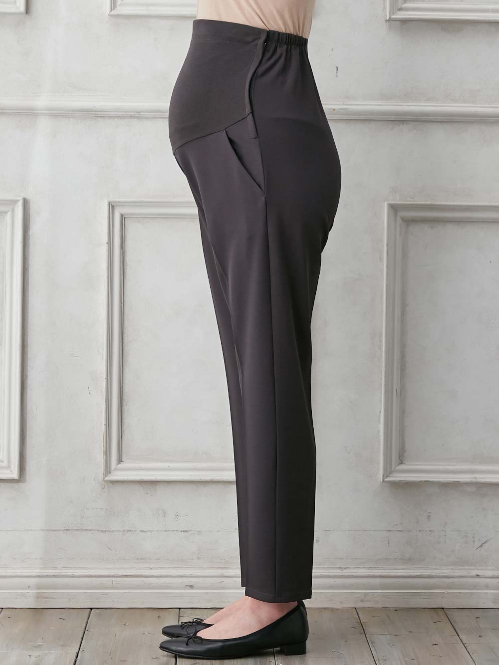 マタニティ パンツ|P・パンツ　強撚スムースセンタープレステーパード