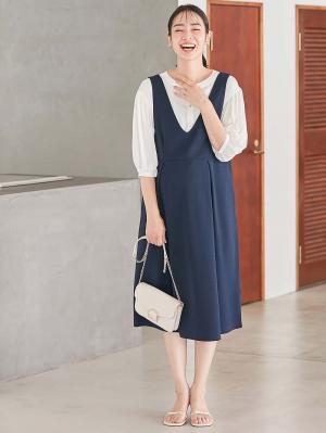 強撚スムースジャンパースカート　マタニティ・授乳服【出産後も長く使える】10366