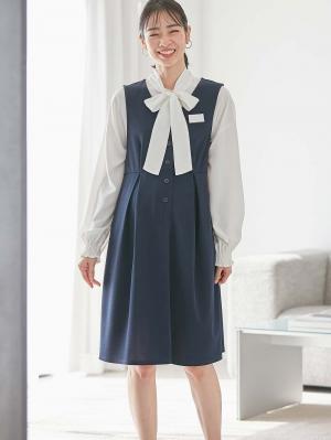 マタニティ ワンピース|【着丈が選べる】強撚スムースベストワンピース　マタニティ【出産後も長く使える】|ネイビー（レギュラー丈）