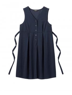 マタニティ ワンピース|【着丈が選べる】強撚スムースベストワンピース　マタニティ【出産後も長く使える】|ネイビー（レギュラー丈）