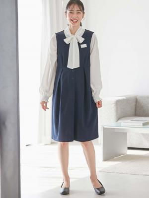 マタニティ ワンピース|【着丈が選べる】強撚スムースベストワンピース　マタニティ【出産後も長く使える】|ネイビー（レギュラー丈）