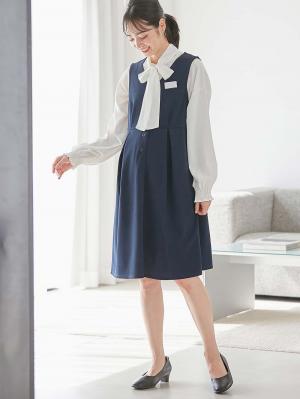マタニティ ワンピース|【着丈が選べる】強撚スムースベストワンピース　マタニティ【出産後も長く使える】|ネイビー（レギュラー丈）
