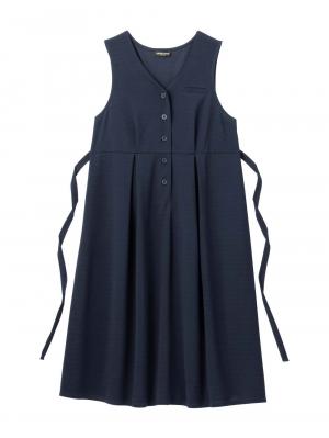 マタニティ ワンピース|【着丈が選べる】強撚スムースベストワンピース　マタニティ【出産後も長く使える】|ネイビー（ロング丈）