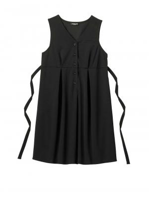 マタニティ ワンピース|【着丈が選べる】強撚スムースベストワンピース　マタニティ【出産後も長く使える】|ブラック（レギュラー丈）