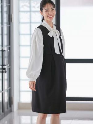 マタニティ ワンピース|【着丈が選べる】強撚スムースベストワンピース　マタニティ【出産後も長く使える】|ブラック（レギュラー丈）