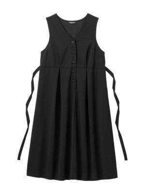 マタニティ ワンピース|【着丈が選べる】強撚スムースベストワンピース　マタニティ【出産後も長く使える】|ブラック（ロング丈）