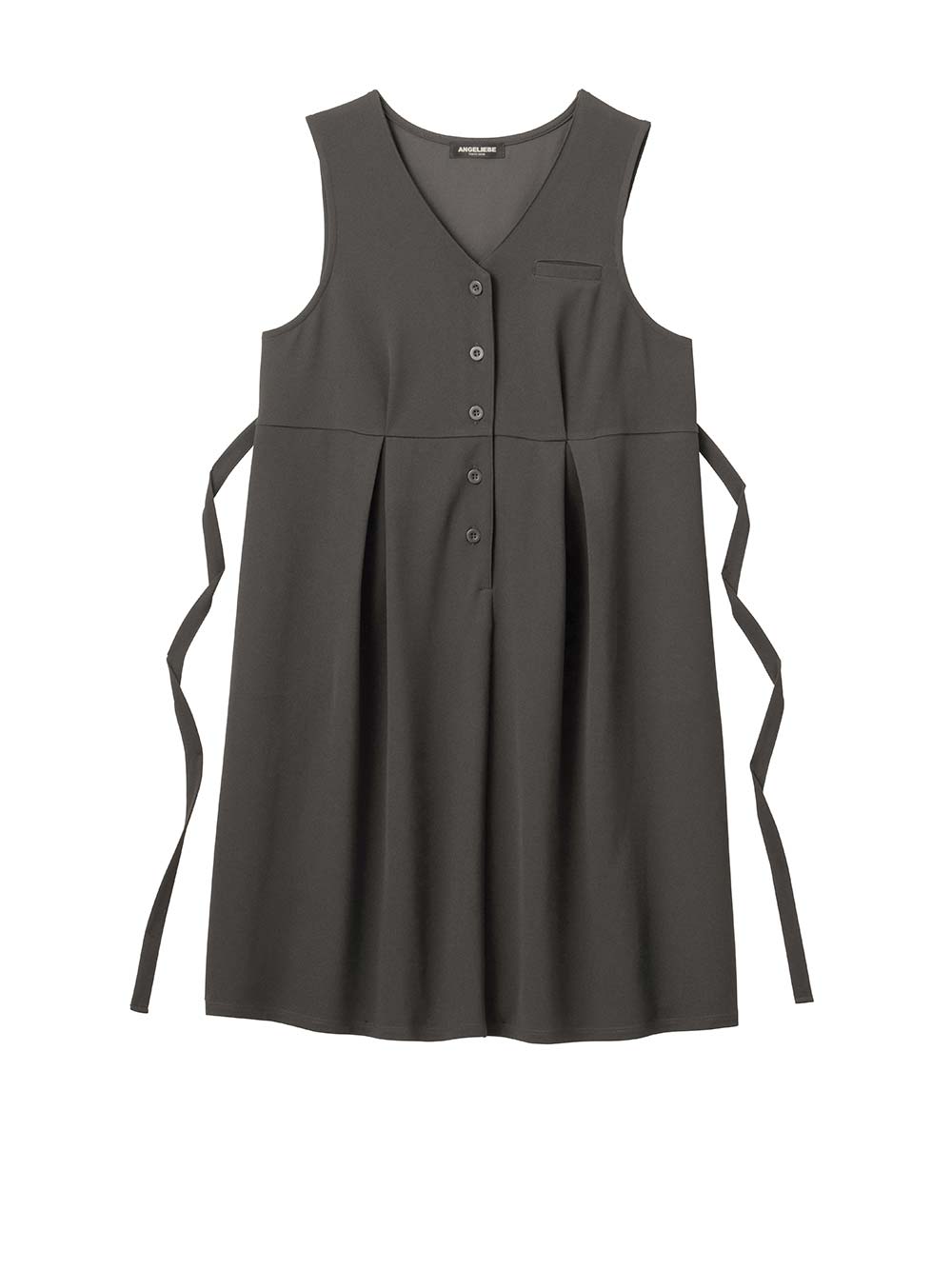 マタニティ ワンピース|【着丈が選べる】強撚スムースベストワンピース　マタニティ【出産後も長く使える】|チャコール（レギュラー丈）