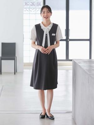マタニティ ワンピース|【着丈が選べる】強撚スムースベストワンピース　マタニティ【出産後も長く使える】|チャコール（レギュラー丈）