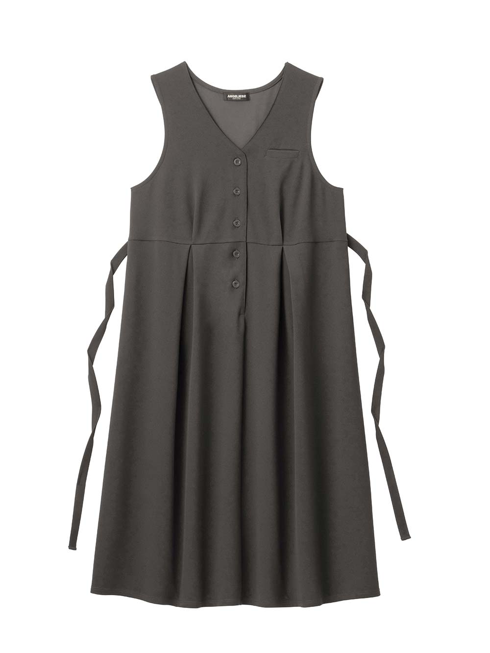 マタニティ ワンピース|【着丈が選べる】強撚スムースベストワンピース　マタニティ【出産後も長く使える】|チャコール（ロング丈）