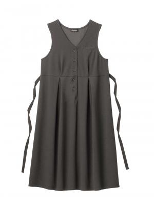 マタニティ ワンピース|【着丈が選べる】強撚スムースベストワンピース　マタニティ【出産後も長く使える】|チャコール（ロング丈）