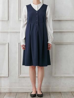 マタニティ ワンピース|【着丈が選べる】強撚スムースベストワンピース　マタニティ【出産後も長く使える】