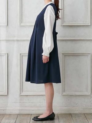 マタニティ ワンピース|【着丈が選べる】強撚スムースベストワンピース　マタニティ【出産後も長く使える】