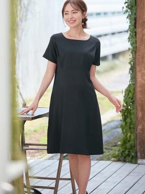 マタニティ ワンピース|自宅で洗える半袖ワンピース　マタニティ・授乳服【出産後も長く使える】|ブラック