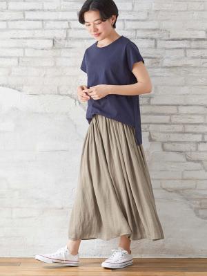 マタニティ スカート|ヴィンテージサテンギャザーロングスカート　マタニティ・産後【出産後も長く使える】
