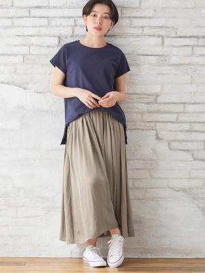 マタニティ スカート|ヴィンテージサテンギャザーロングスカート　マタニティ・産後【出産後も長く使える】
