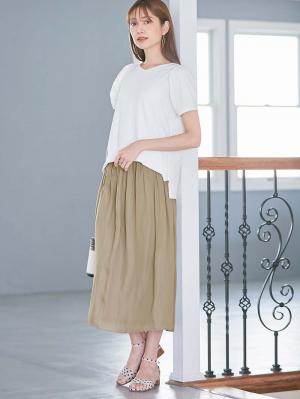 マタニティ スカート|ヴィンテージサテンギャザーロングスカート　マタニティ・産後【出産後も長く使える】