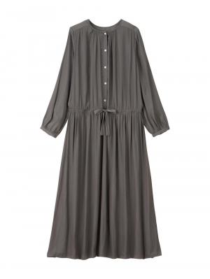 マタニティ ワンピース|ヴィンテージサテンワンピース　マタニティ・産後授乳服【出産後も長く使える】|チャコール