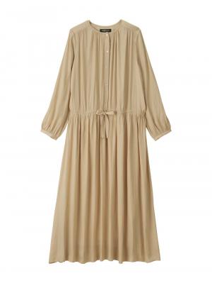 マタニティ ワンピース|ヴィンテージサテンワンピース マタニティ・産後授乳服【出産後も長く使える】|ベージュ