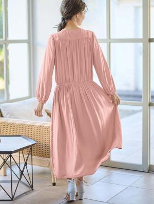 マタニティ ワンピース|ヴィンテージサテンワンピース マタニティ・産後授乳服【出産後も長く使える】|ピンク