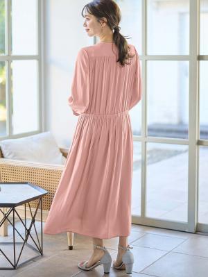 マタニティ ワンピース|ヴィンテージサテンワンピース マタニティ・産後授乳服【出産後も長く使える】|ピンク