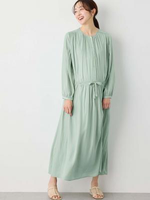 マタニティ ワンピース|ヴィンテージサテンワンピース マタニティ・産後授乳服【出産後も長く使える】|グリーン