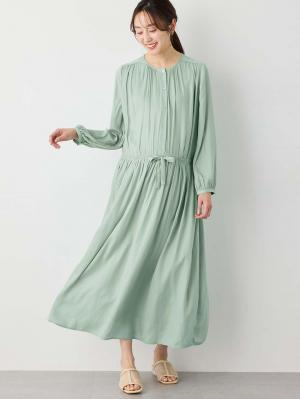 マタニティ ワンピース|ヴィンテージサテンワンピース マタニティ・産後授乳服【出産後も長く使える】|グリーン