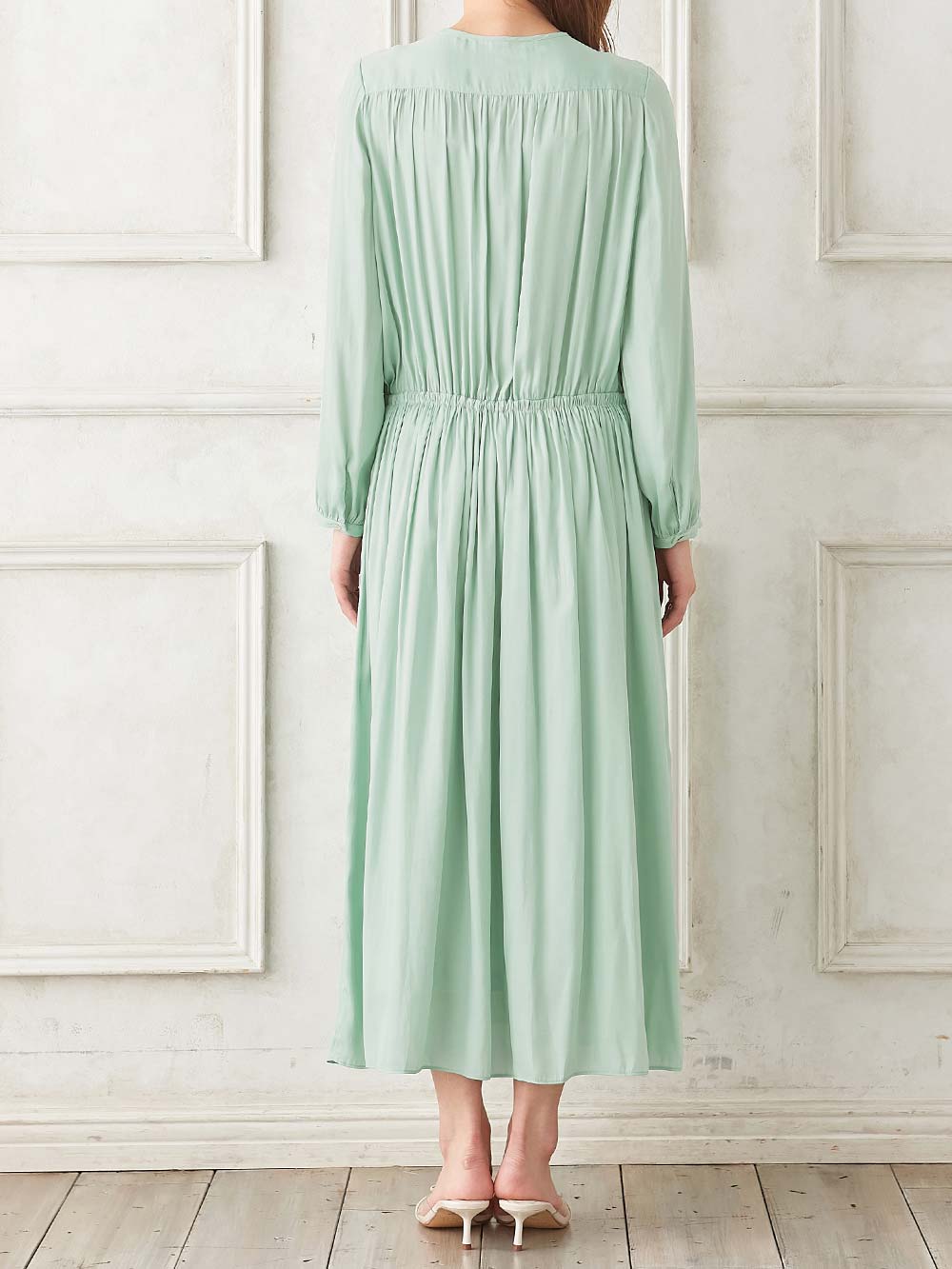 マタニティ ワンピース|ヴィンテージサテンワンピース マタニティ・産後授乳服【出産後も長く使える】