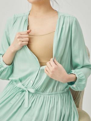 マタニティ ワンピース|ヴィンテージサテンワンピース マタニティ・産後授乳服【出産後も長く使える】