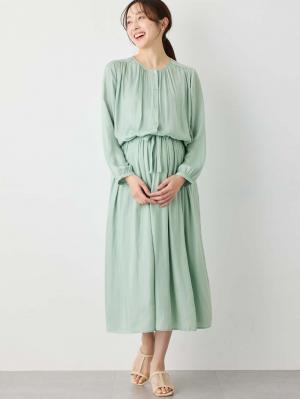 マタニティ ワンピース|ヴィンテージサテンワンピース マタニティ・産後授乳服【出産後も長く使える】|グリーン