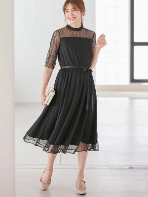 マタニティ ワンピース|ハイネックレースフォーマルワンピース|ブラック