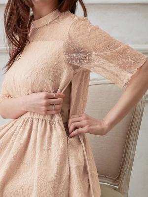 マタニティ ワンピース|ハイネックレースフォーマルワンピース