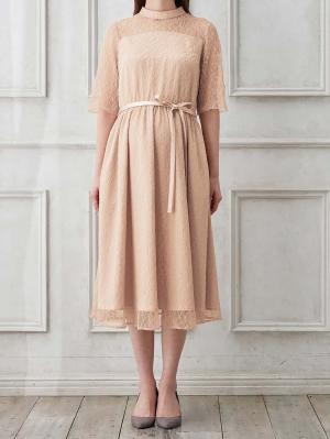 マタニティ ワンピース|ハイネックレースフォーマルワンピース