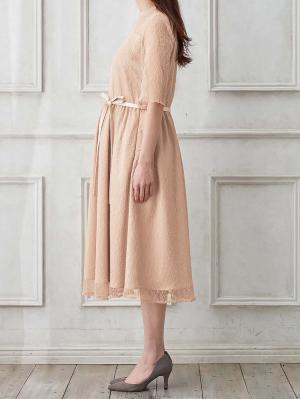 マタニティ ワンピース|ハイネックレースフォーマルワンピース