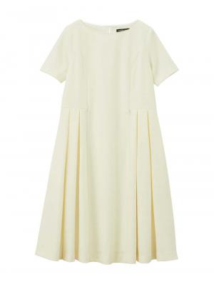 マタニティ ワンピース|半袖タックフレアーワンピース　マタニティ・産後授乳服【出産後も長く使える】|オフホワイト