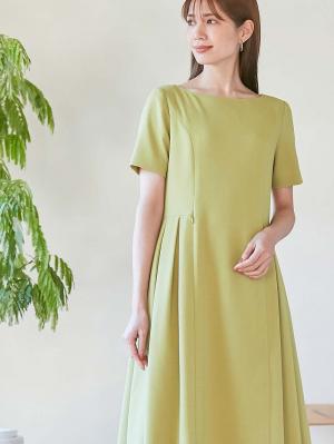 半袖タックフレアーワンピース　マタニティ・産後授乳服【出産後も長く使える】10375