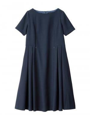 マタニティ ワンピース|半袖タックフレアーワンピース　マタニティ・産後授乳服【出産後も長く使える】|ネイビー